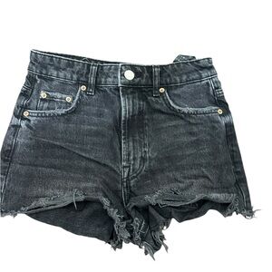 Zara Black Jean‎ Shorts High-Waisted Distressed